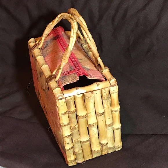 Handcrafted Scala Bamboo & Canvas Purse - Picture 3 of 6